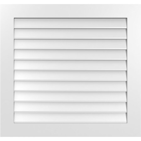 Ekena Millwork Vertical Surface Mount PVC Gable Vent: Non-Functional, w/3-1/2"W x 1"H, Standard Frame, 36"W x 34"H GVPVE36X3401SN